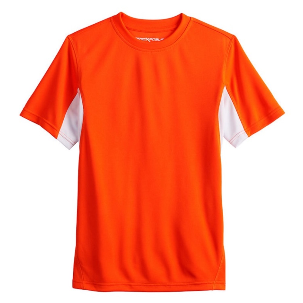 Zeroxposur orange and white short sleeve rash guard.  NWT